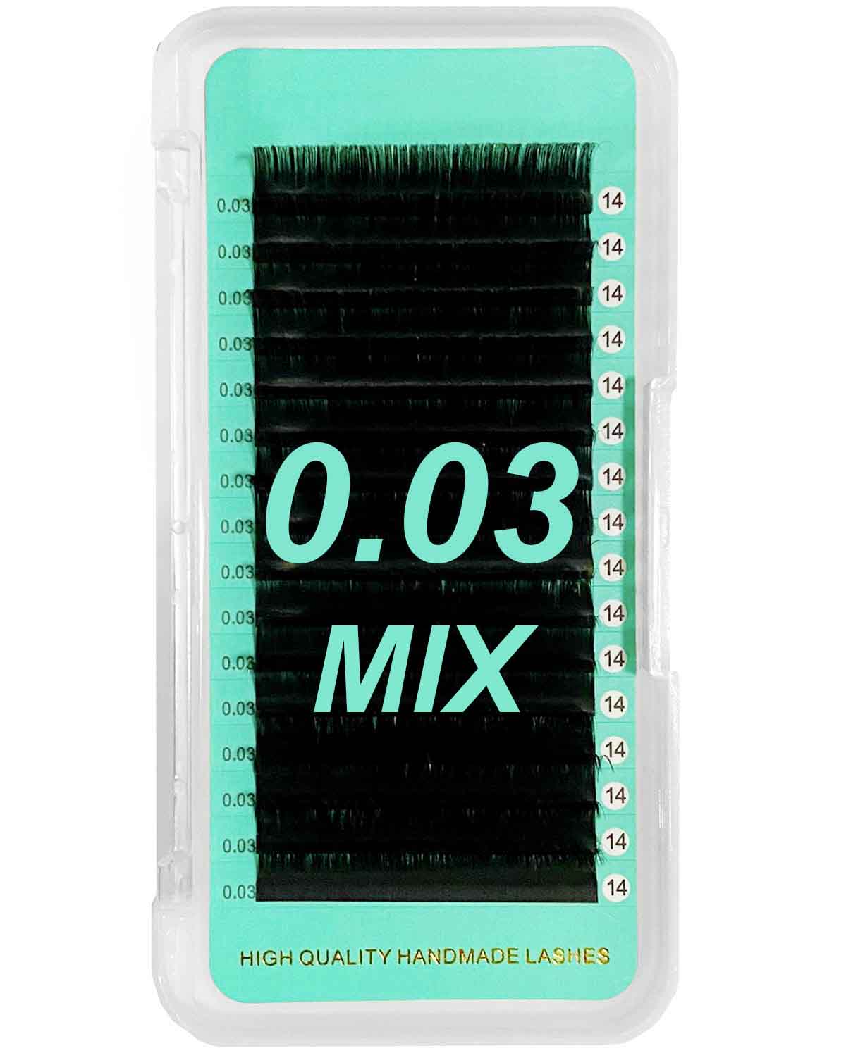 Cashmere Matte Faux Mink Deep Black Individual Lashes 0.03mm Mega Volume 【16-lines No-logo】Mixed Length