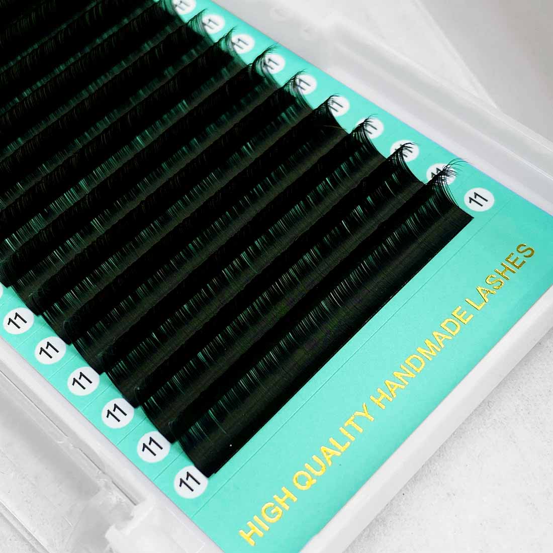 Cashmere Matte FauxMink Deep Black Individual Lash Extensions Mega Volume【0.03mm 16 lines No-logo】with Brown Strip, Clearance Sale