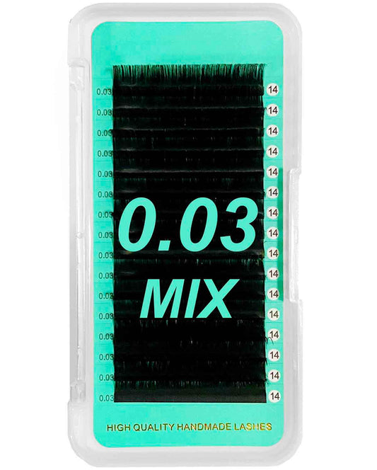 Cashmere Matte Faux Mink Deep Black Individual Lashes 0.03mm Mega Volume 【16-lines No-logo】Mixed Length